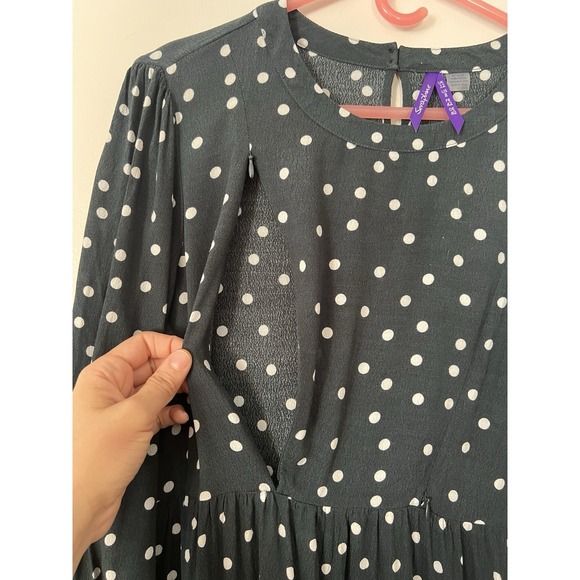 Seraphine Green White Polka Dot 3/4 Sleeve Dress Maternity Nursing Ruffle Sz 8 - Picture 4 of 9